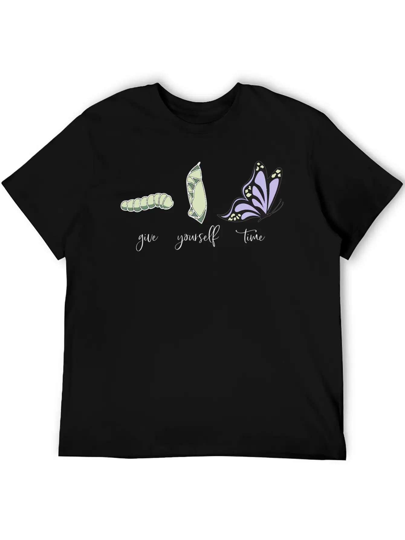 Give Yourself Time Monarch Caterpillar To Breathable Soft Cotton T-Shirt – Timeless Casual Look