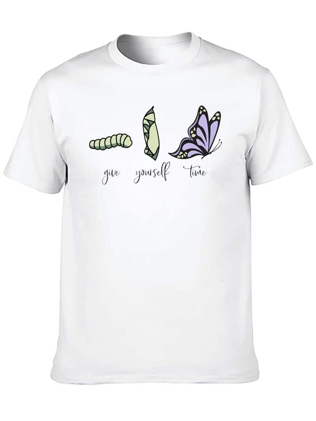 Give Yourself Time Monarch Caterpillar To Breathable Soft Cotton T-Shirt – Timeless Casual Look