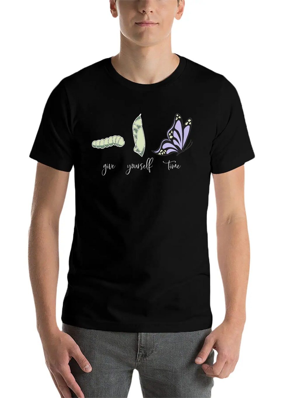 Give Yourself Time Monarch Caterpillar To Breathable Soft Cotton T-Shirt – Timeless Casual Look
