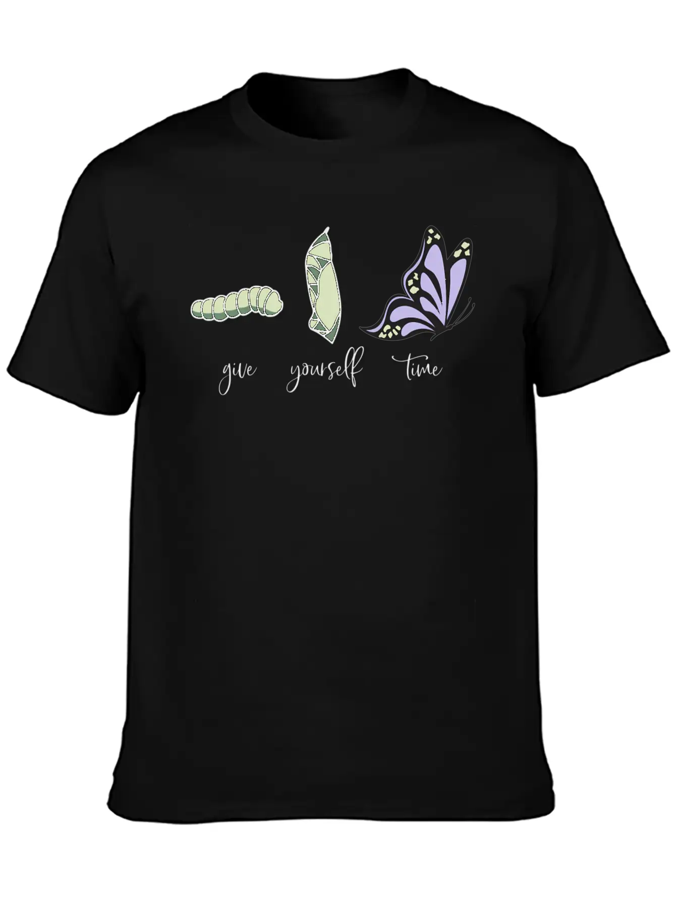 Give Yourself Time Monarch Caterpillar To Breathable Soft Cotton T-Shirt – Timeless Casual Look