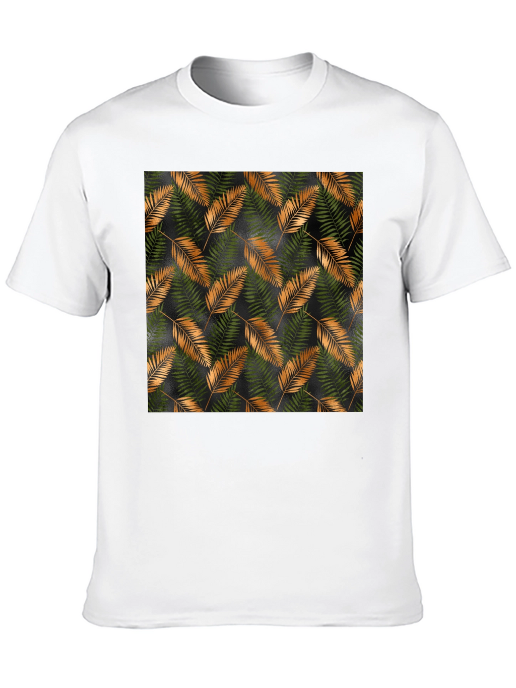 Stylish Black T-Shirt with Tropical Leaf Print