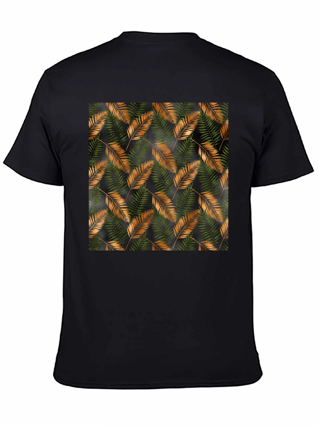 Stylish Black T-Shirt with Tropical Leaf Print