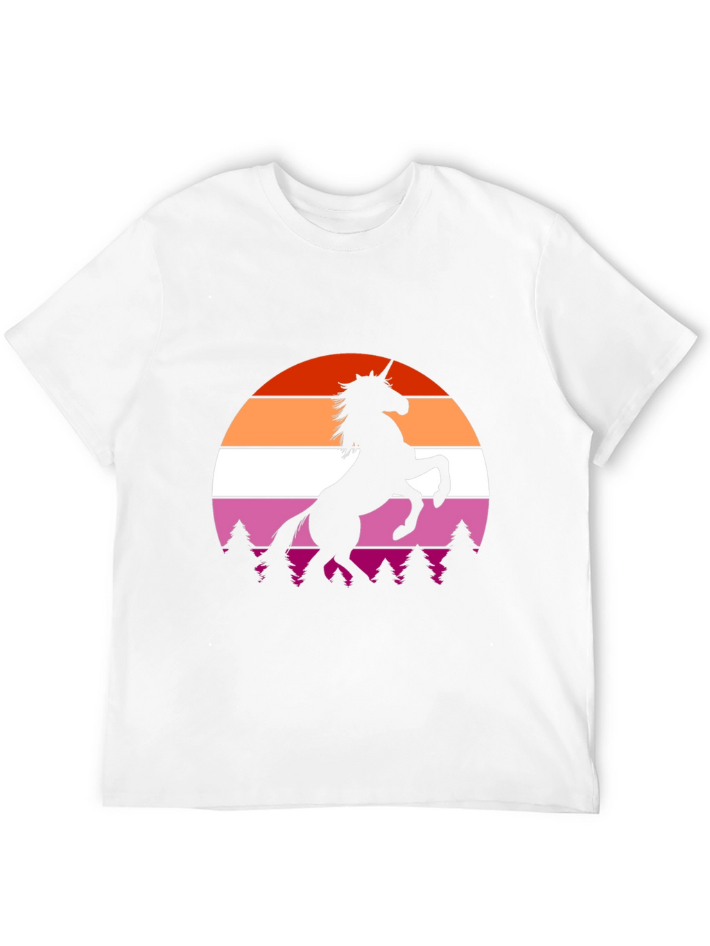 Lesbian Pride Sunset Unicorn Black T-Shirt