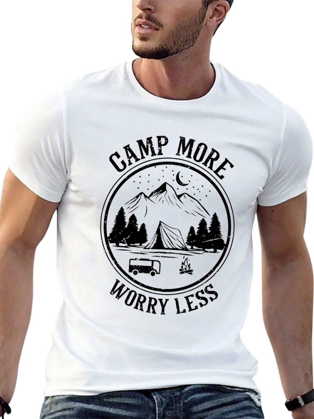 Camp More Worry Less Graphic T-Shirt