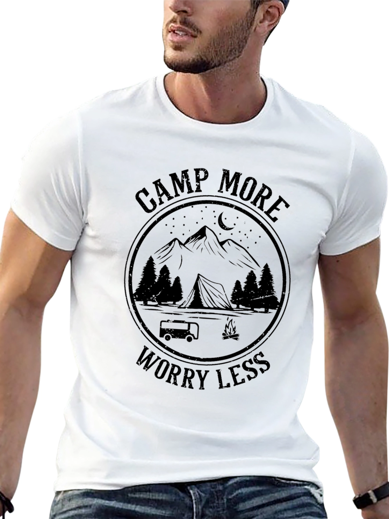 Camp More Worry Less Graphic T-Shirt