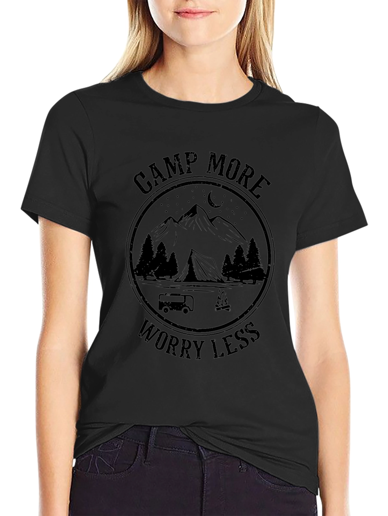 Camp More Worry Less Graphic T-Shirt