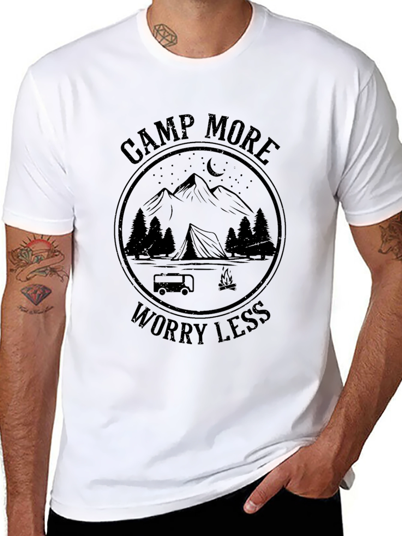 Camp More Worry Less Graphic T-Shirt