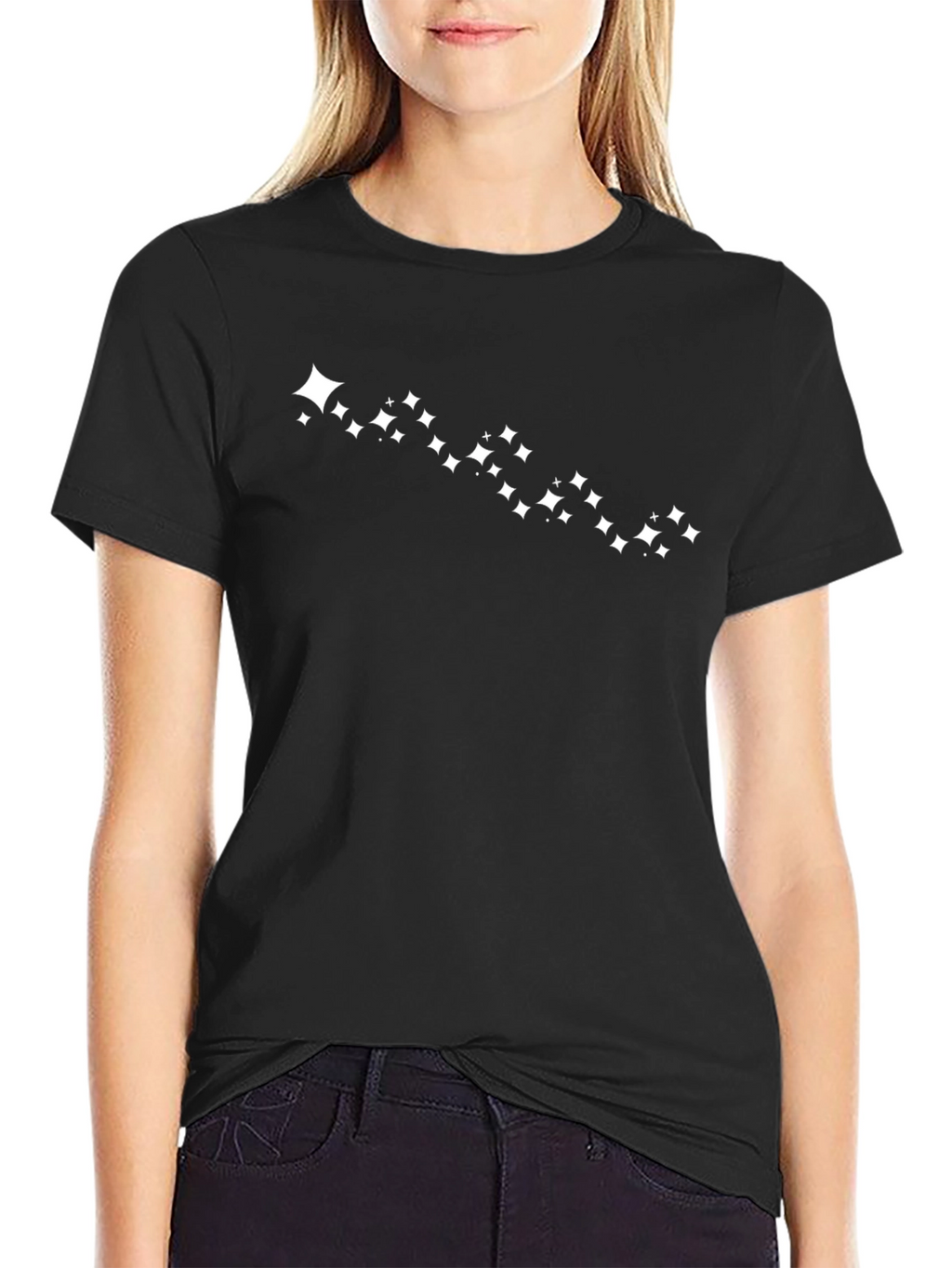 Mens Black T-Shirt with Starry Design