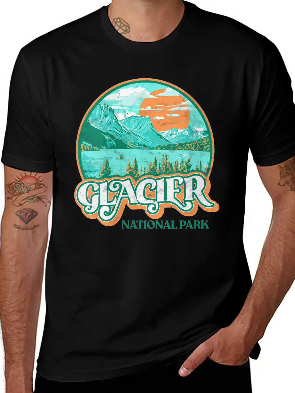 Glacier National Park Montana Retro 80'S Chill Gra Breathable Graphic T-Shirt – Perfect For Casual Days