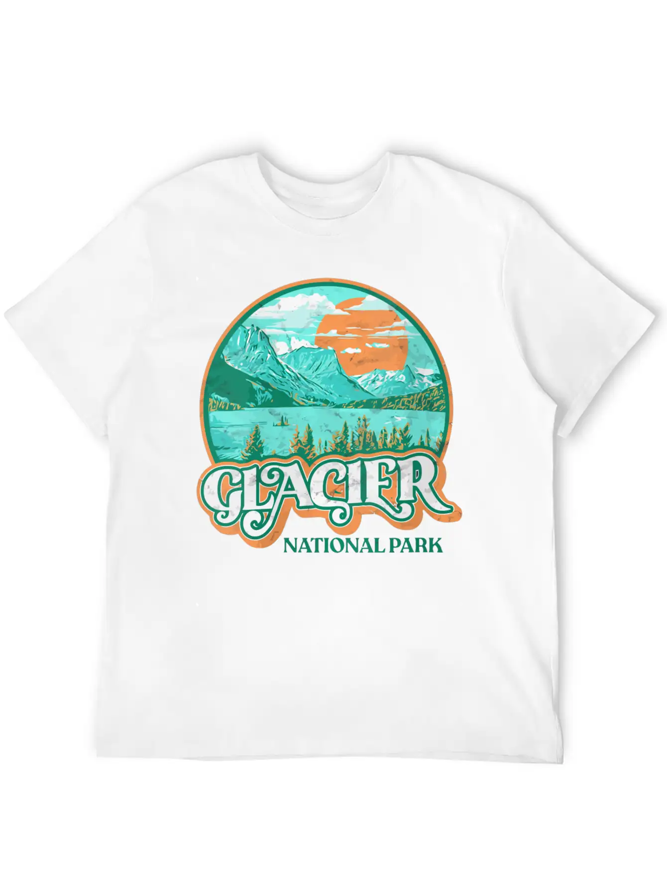 Glacier National Park Montana Retro 80'S Chill Gra Breathable Graphic T-Shirt – Perfect For Casual Days