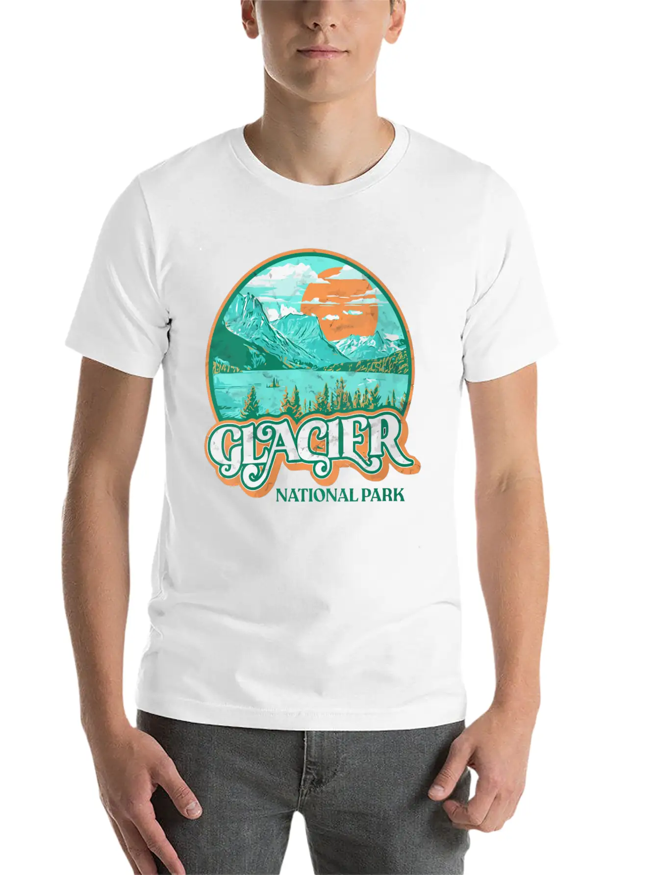 Glacier National Park Montana Retro 80'S Chill Gra Breathable Graphic T-Shirt – Perfect For Casual Days