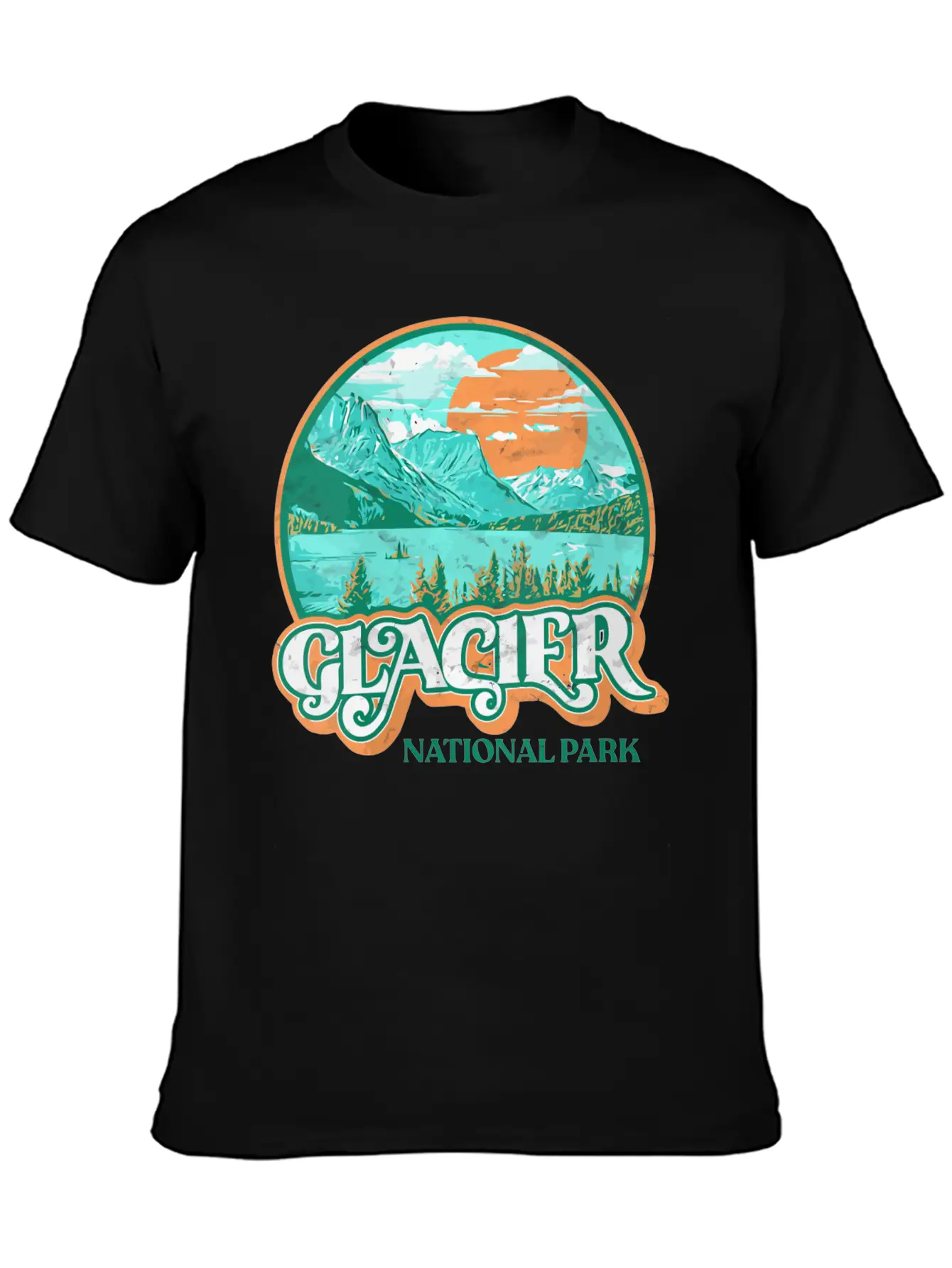 Glacier National Park Montana Retro 80'S Chill Gra Breathable Graphic T-Shirt – Perfect For Casual Days