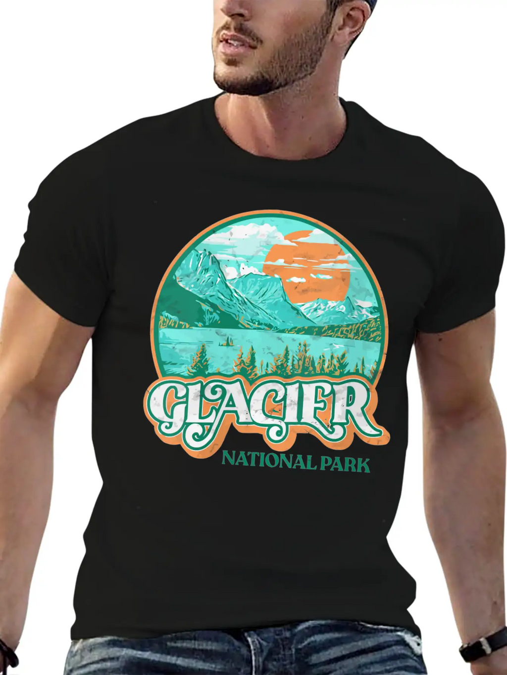 Glacier National Park Montana Retro 80'S Chill Gra Breathable Graphic T-Shirt – Perfect For Casual Days