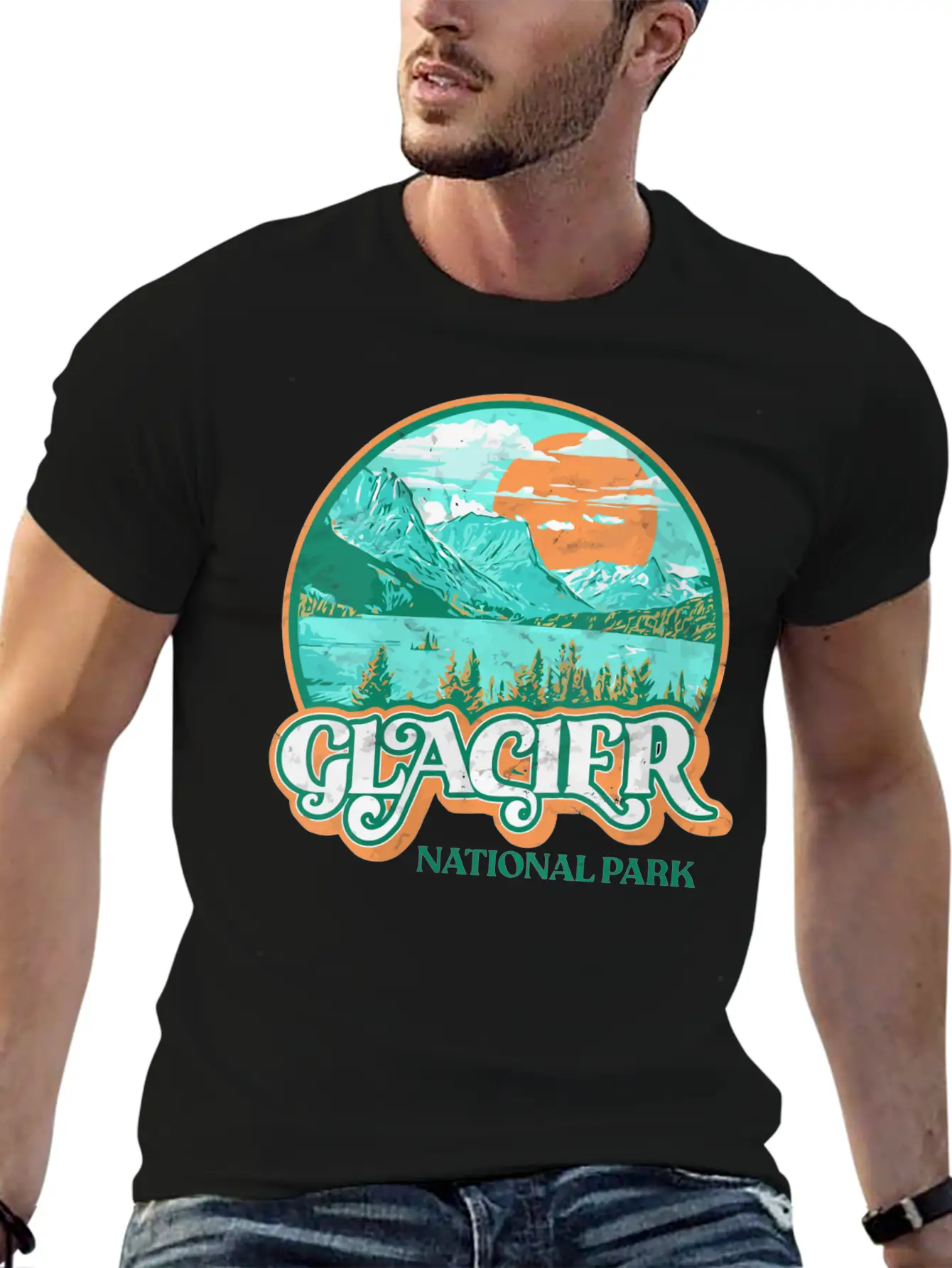 Glacier National Park Montana Retro 80'S Chill Gra Breathable Graphic T-Shirt – Perfect For Casual Days
