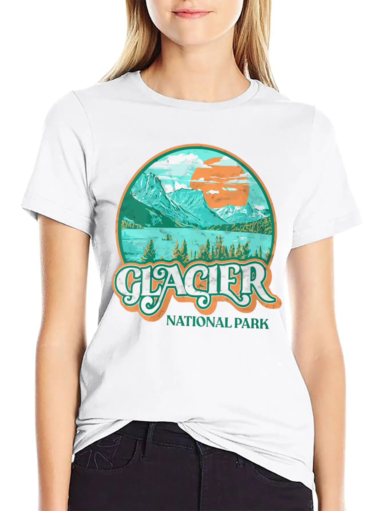 Glacier National Park Montana Retro 80'S Chill Gra Breathable Graphic T-Shirt – Perfect For Casual Days