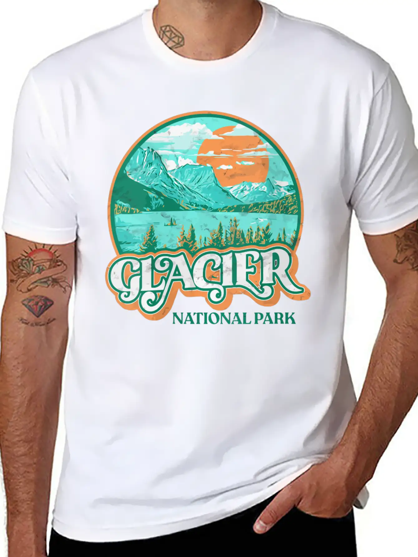 Glacier National Park Montana Retro 80'S Chill Gra Breathable Graphic T-Shirt – Perfect For Casual Days