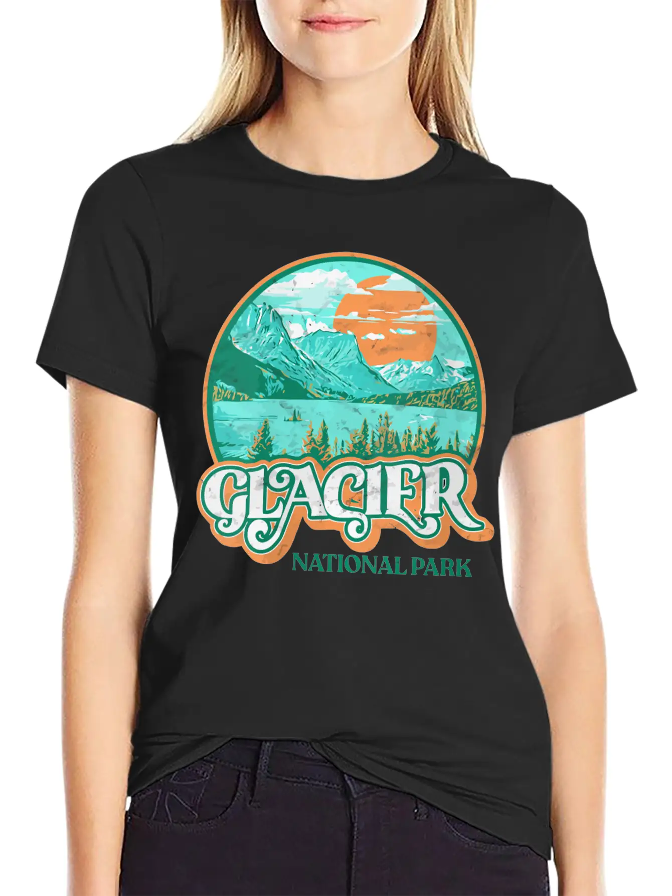 Glacier National Park Montana Retro 80'S Chill Gra Breathable Graphic T-Shirt – Perfect For Casual Days