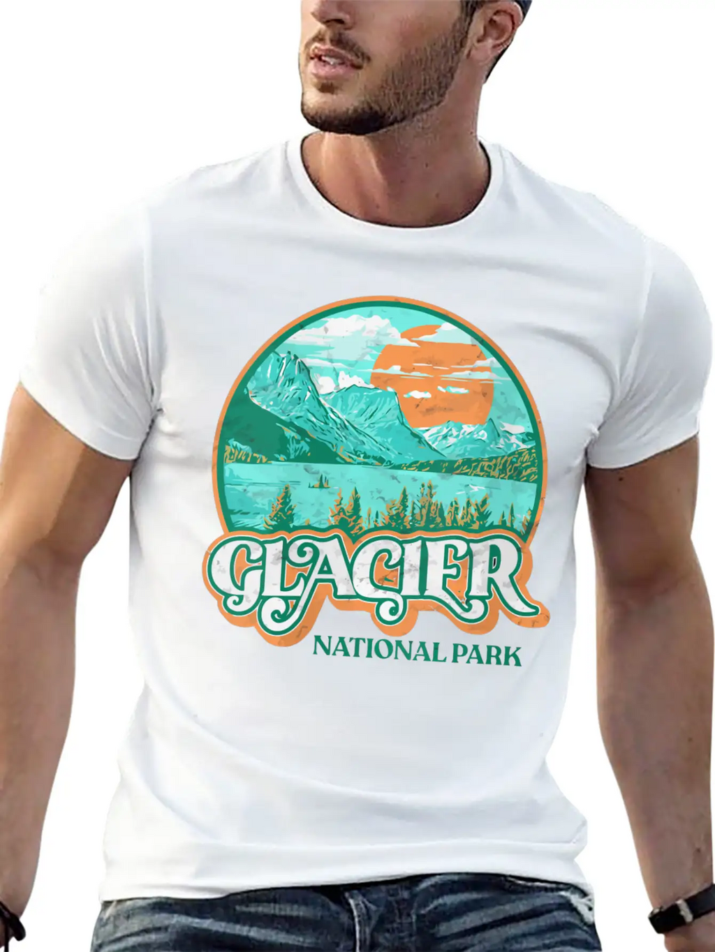 Glacier National Park Montana Retro 80'S Chill Gra Breathable Graphic T-Shirt – Perfect For Casual Days