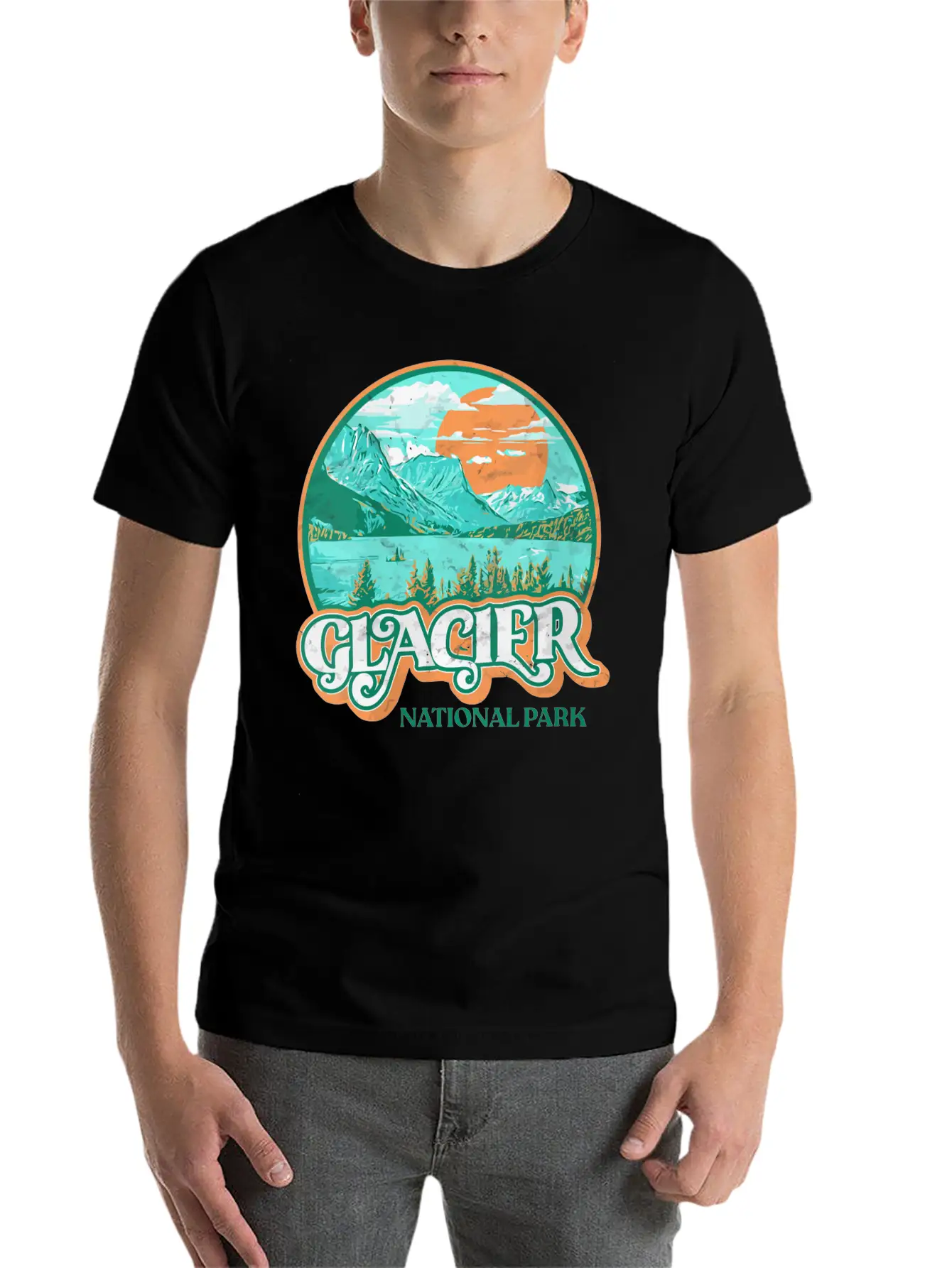 Glacier National Park Montana Retro 80'S Chill Gra Breathable Graphic T-Shirt – Perfect For Casual Days