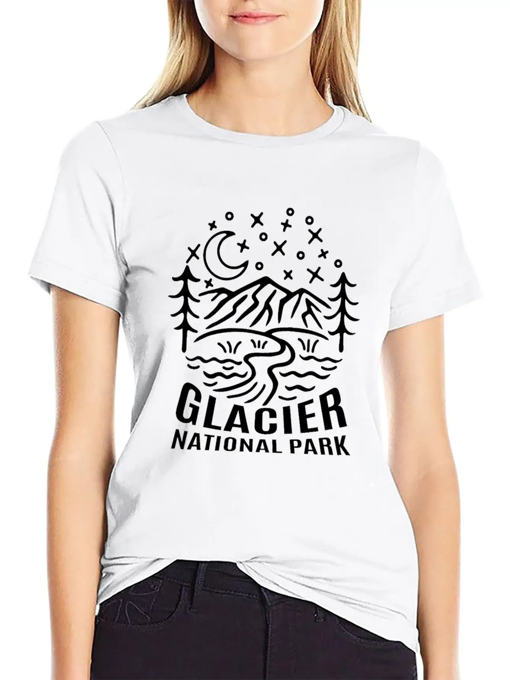 Glacier National Park Sketch Relaxed Everyday Tee – Lightweight And Durable Cotton