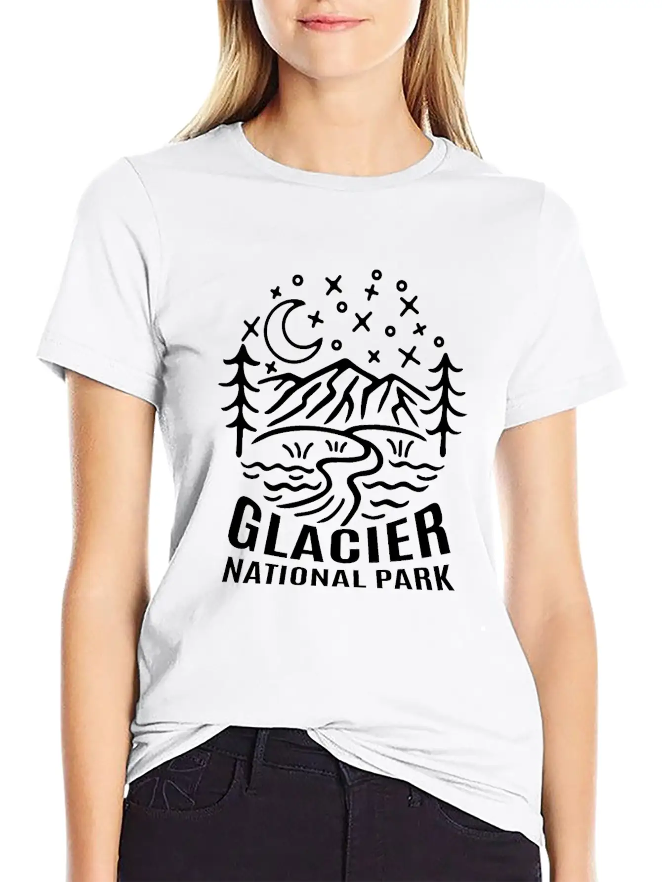 Glacier National Park Sketch Relaxed Everyday Tee – Lightweight And Durable Cotton