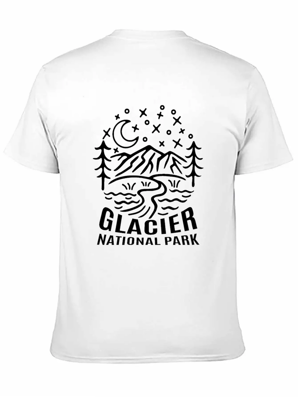 Glacier National Park Sketch Relaxed Everyday Tee – Lightweight And Durable Cotton