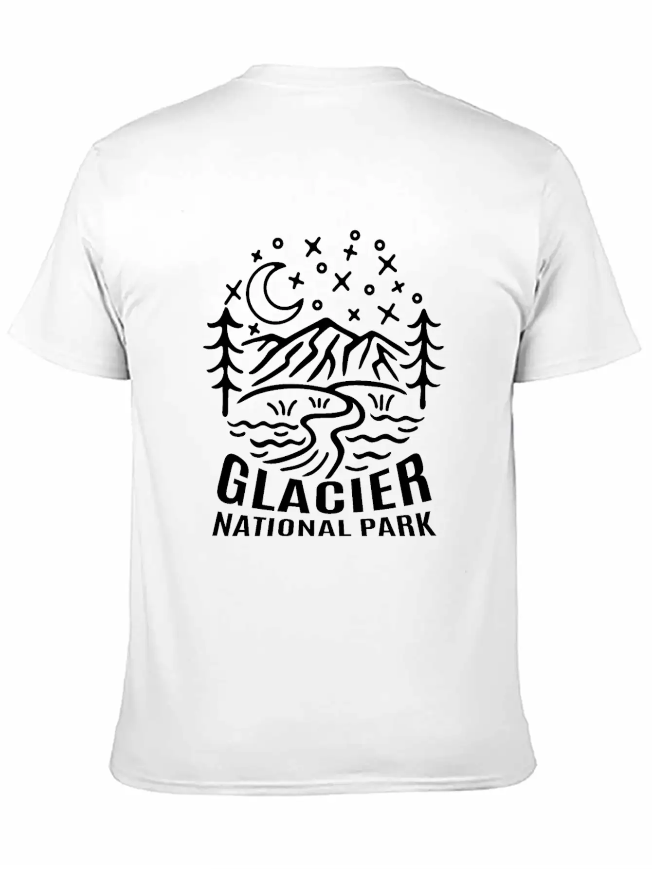 Glacier National Park Sketch Relaxed Everyday Tee – Lightweight And Durable Cotton