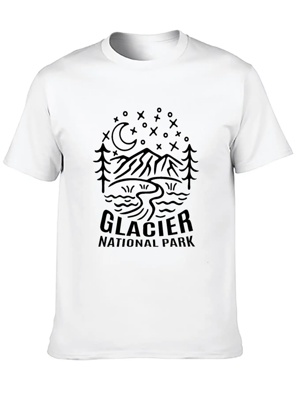 Glacier National Park Sketch Relaxed Everyday Tee – Lightweight And Durable Cotton