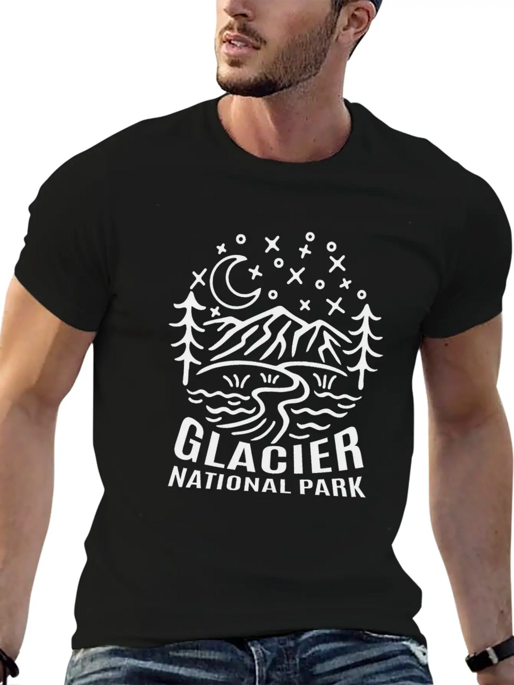 Glacier National Park Sketch Relaxed Everyday Tee – Lightweight And Durable Cotton