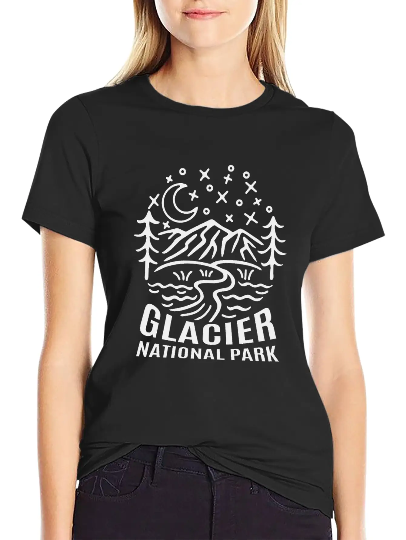 Glacier National Park Sketch Relaxed Everyday Tee – Lightweight And Durable Cotton