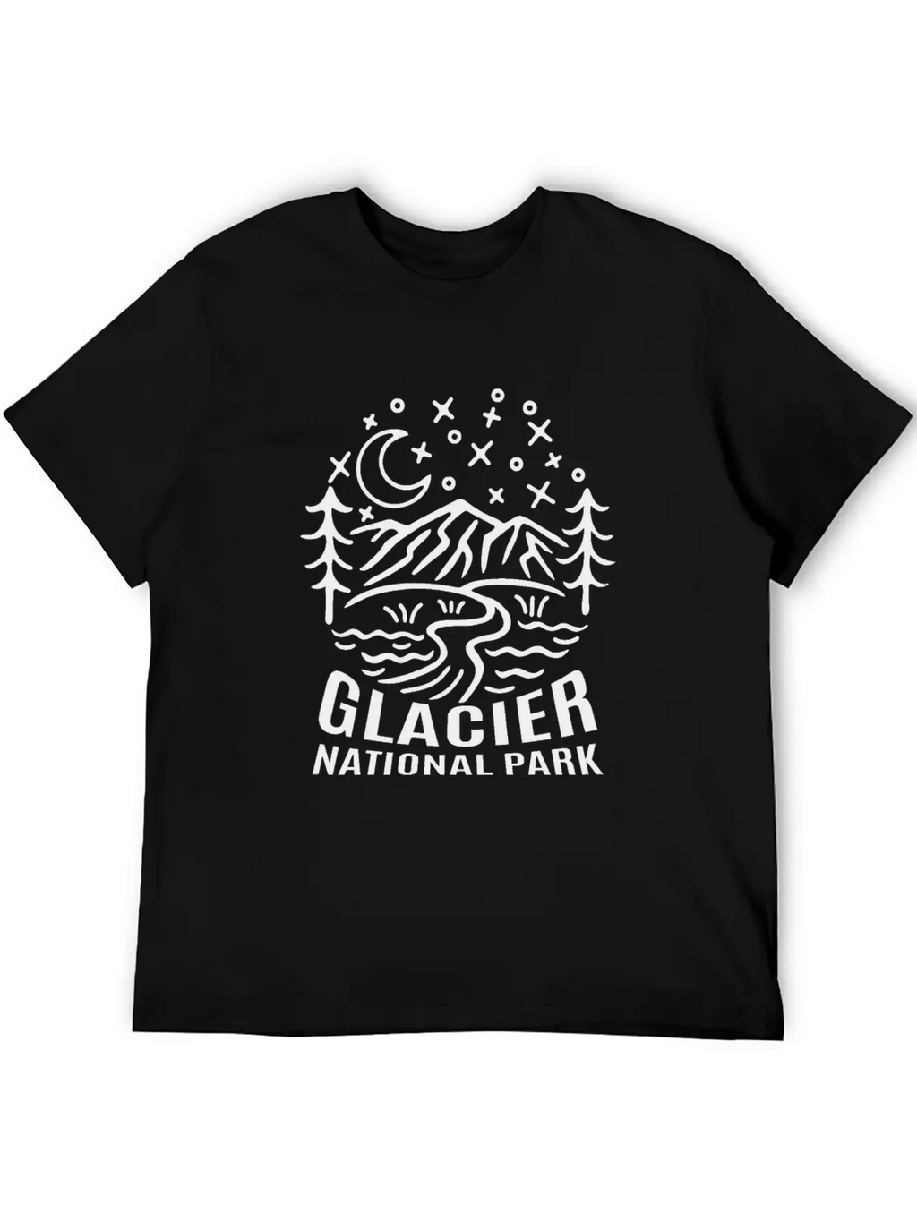 Glacier National Park Sketch Relaxed Everyday Tee – Lightweight And Durable Cotton