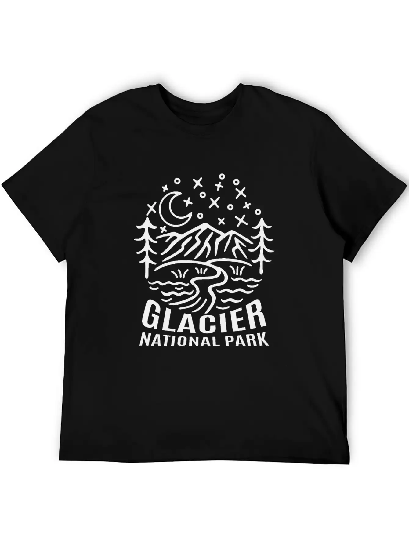 Glacier National Park Sketch Relaxed Everyday Tee – Lightweight And Durable Cotton