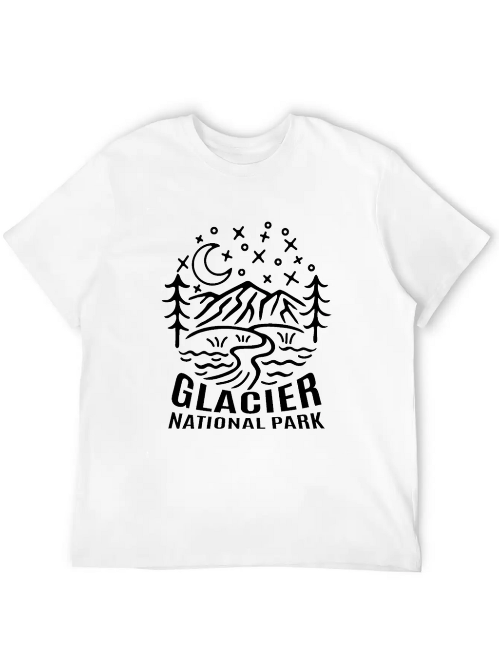 Glacier National Park Sketch Relaxed Everyday Tee – Lightweight And Durable Cotton