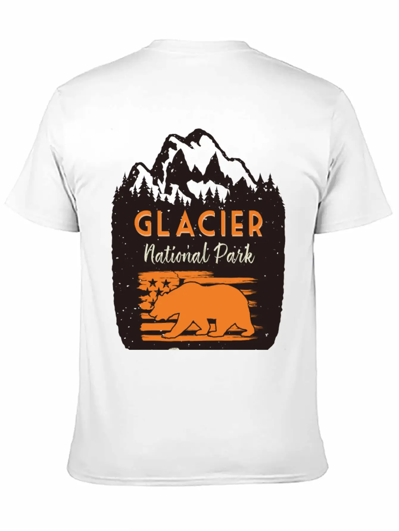 Glacier National Park Us Flag Grizzly Bear Classic Cotton Tee – Unisex Comfort For Any Season