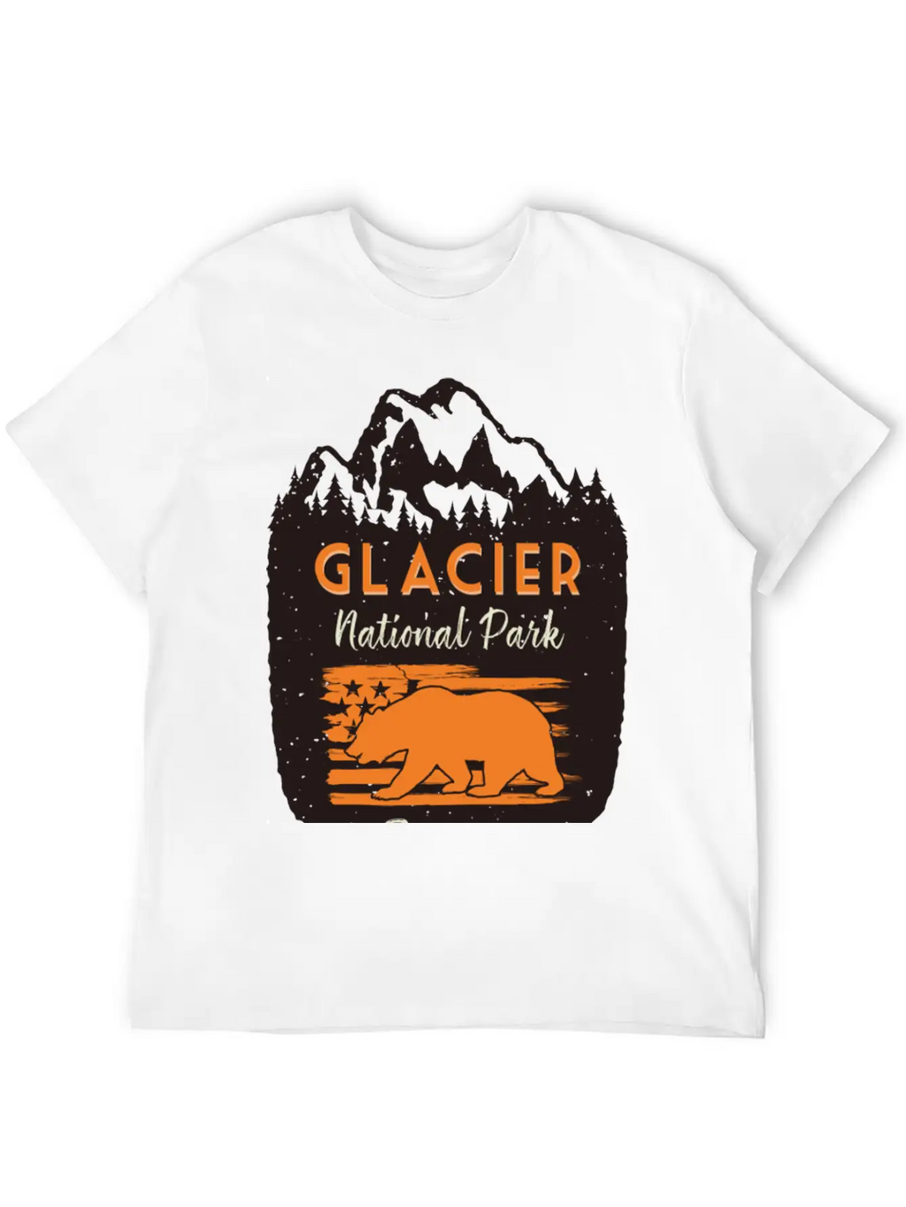 Glacier National Park Us Flag Grizzly Bear Classic Cotton Tee – Unisex Comfort For Any Season