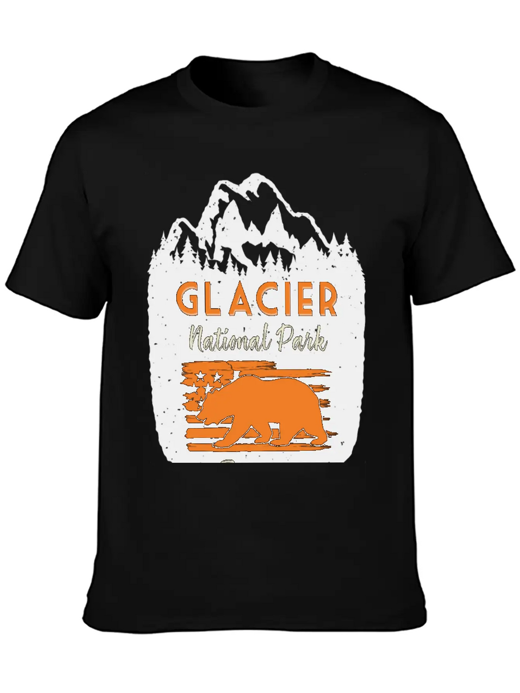 Glacier National Park Us Flag Grizzly Bear Classic Cotton Tee – Unisex Comfort For Any Season
