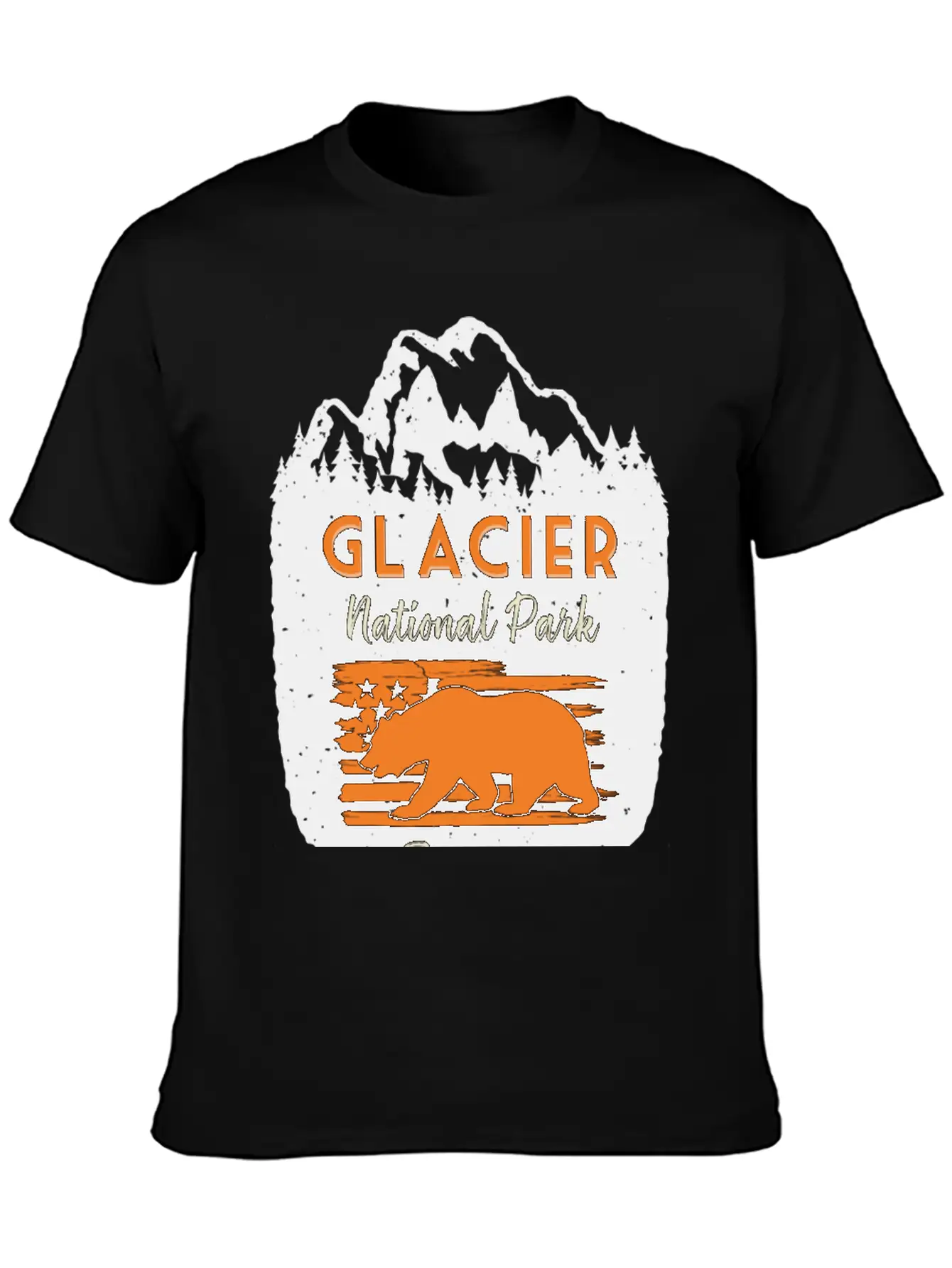Glacier National Park Us Flag Grizzly Bear Classic Cotton Tee – Unisex Comfort For Any Season
