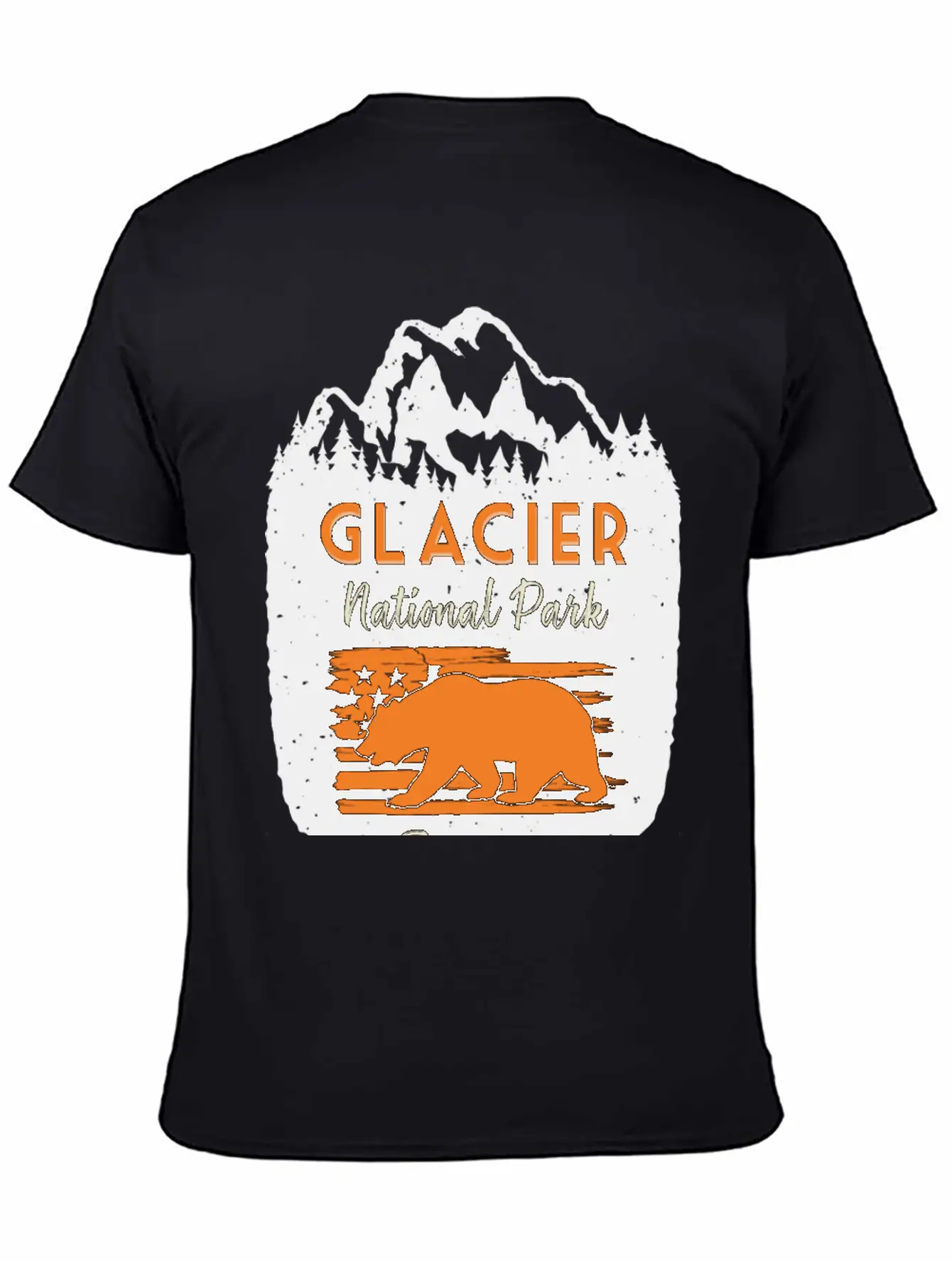 Glacier National Park Us Flag Grizzly Bear Classic Cotton Tee – Unisex Comfort For Any Season