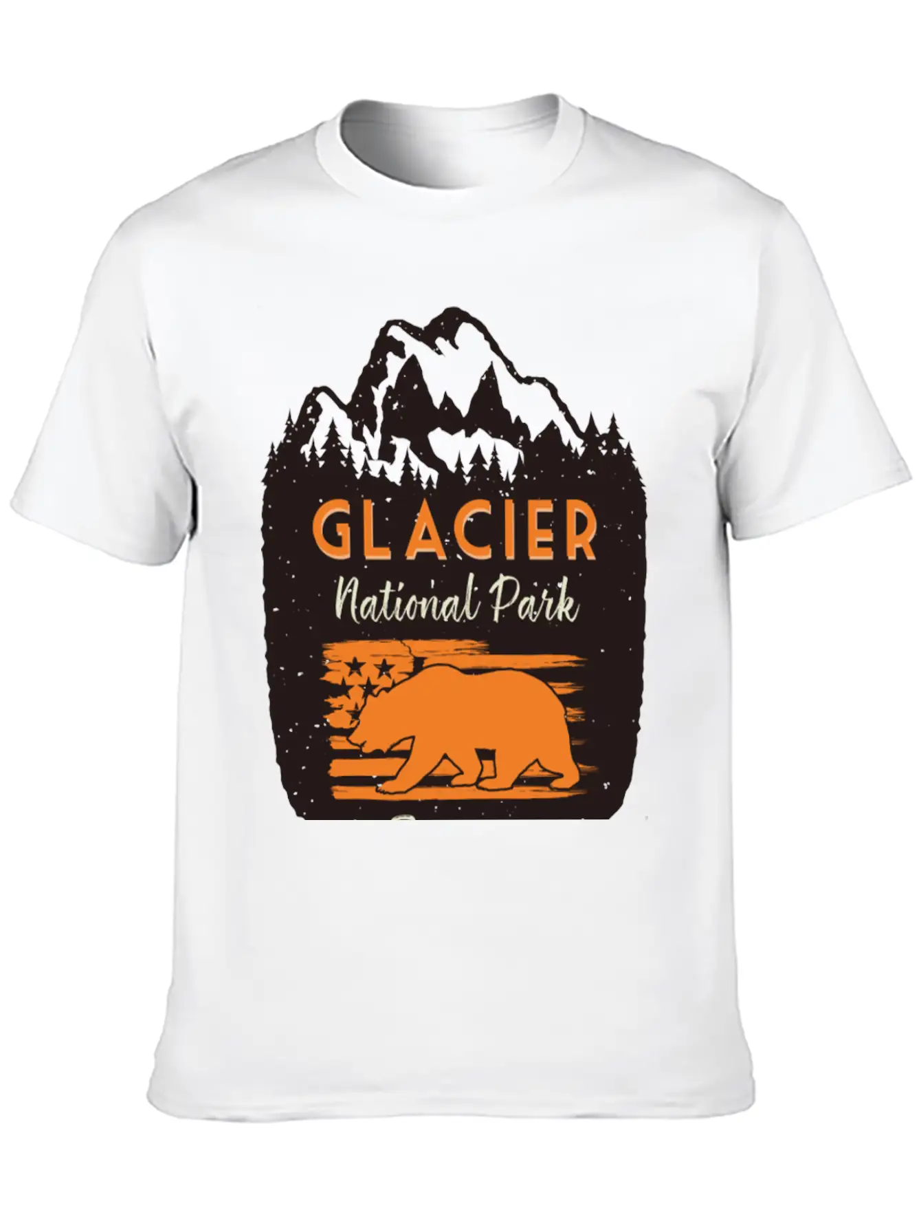 Glacier National Park Us Flag Grizzly Bear Classic Cotton Tee – Unisex Comfort For Any Season