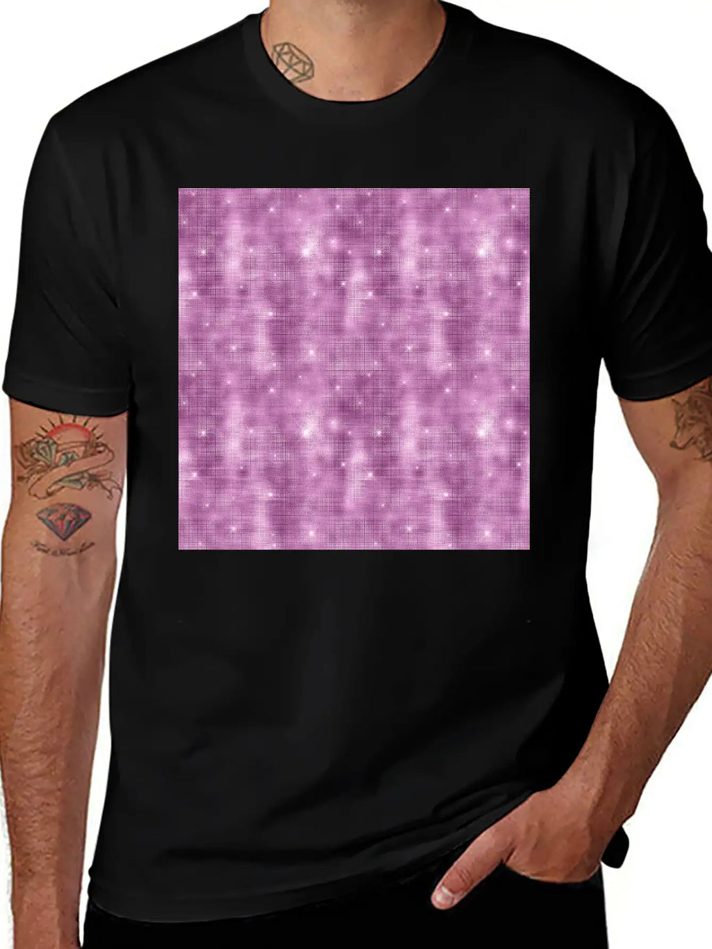 Glam Mauve Diamond Shimmer Glitter Unisex Casual T-Shirt – Clean Design For Daily Comfort