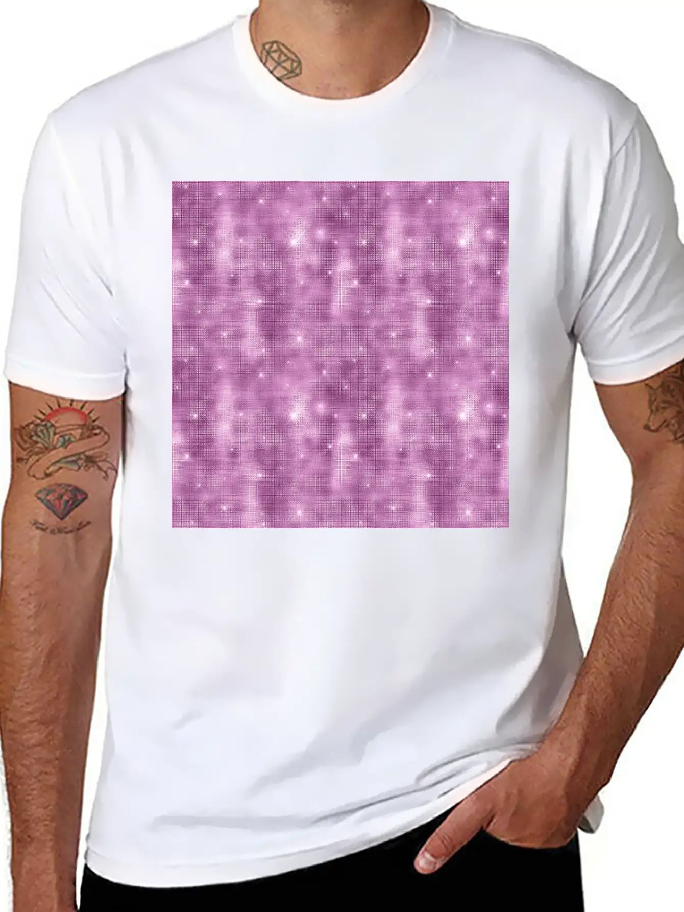 Glam Mauve Diamond Shimmer Glitter Unisex Casual T-Shirt – Clean Design For Daily Comfort