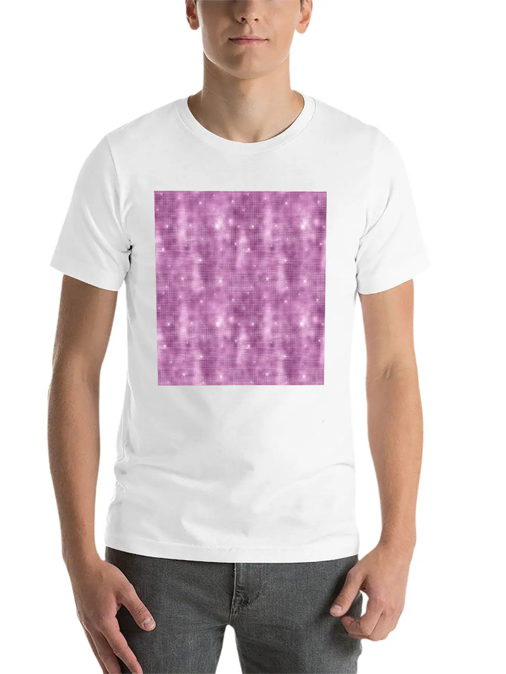 Glam Mauve Diamond Shimmer Glitter Unisex Casual T-Shirt – Clean Design For Daily Comfort