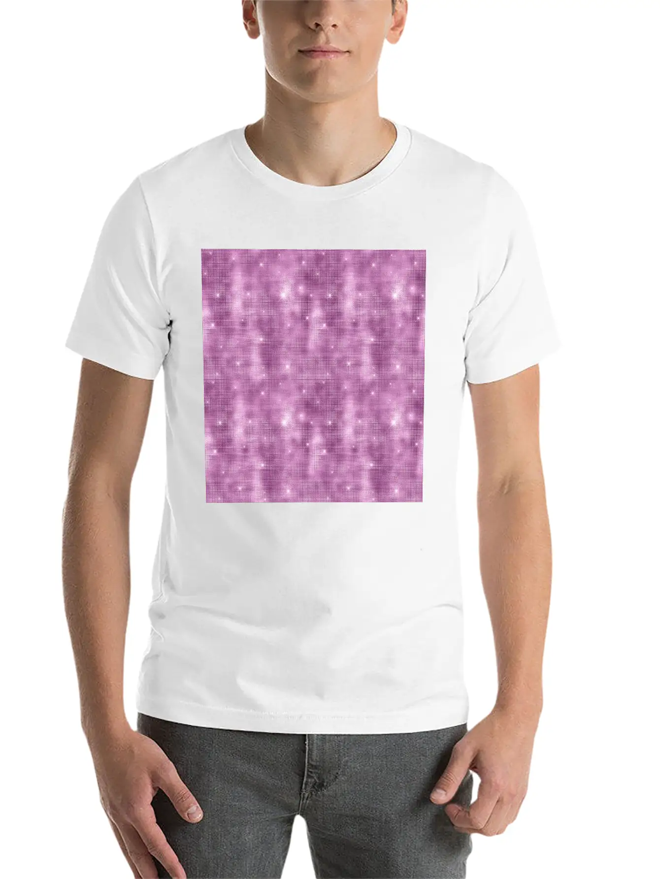 Glam Mauve Diamond Shimmer Glitter Unisex Casual T-Shirt – Clean Design For Daily Comfort