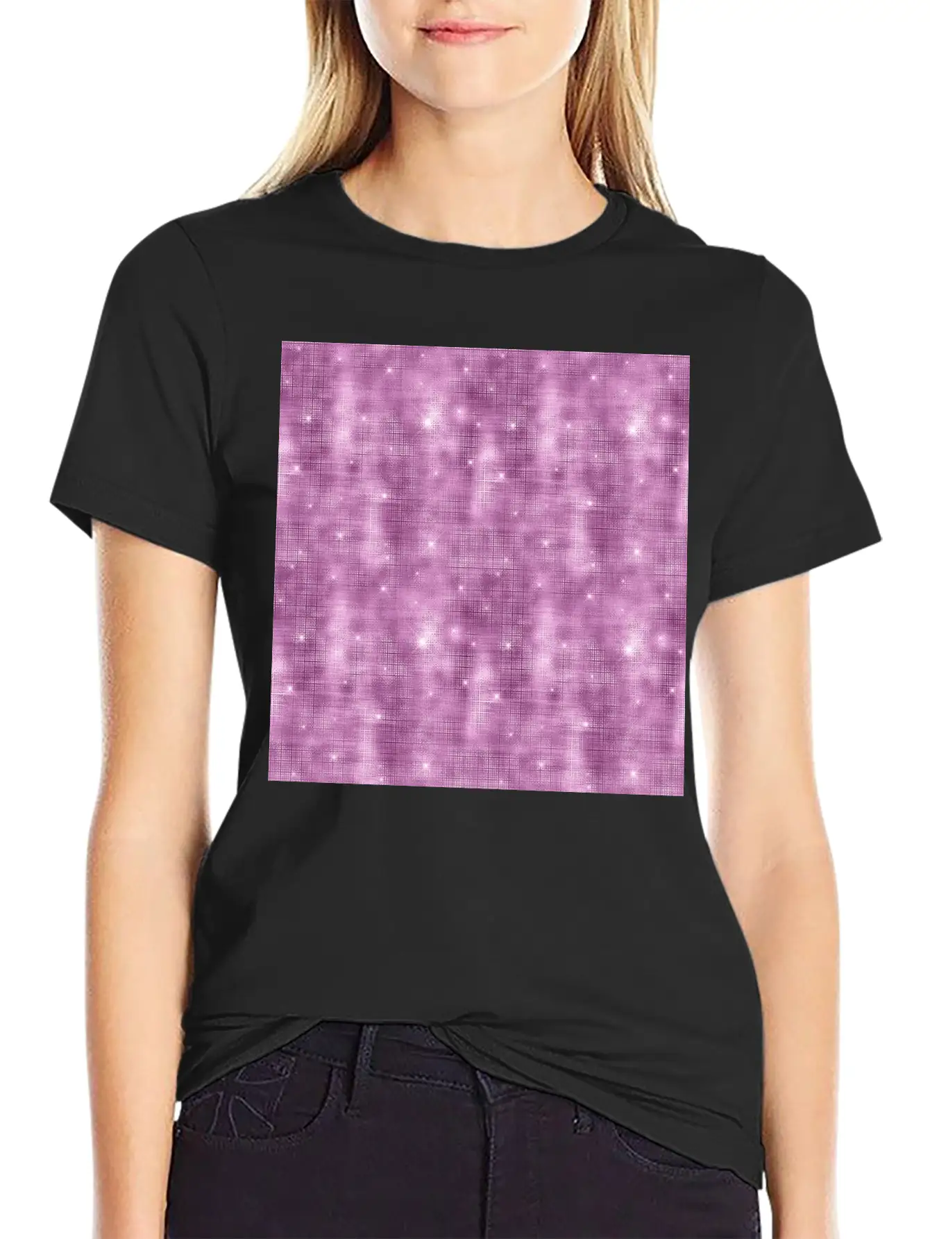 Glam Mauve Diamond Shimmer Glitter Unisex Casual T-Shirt – Clean Design For Daily Comfort