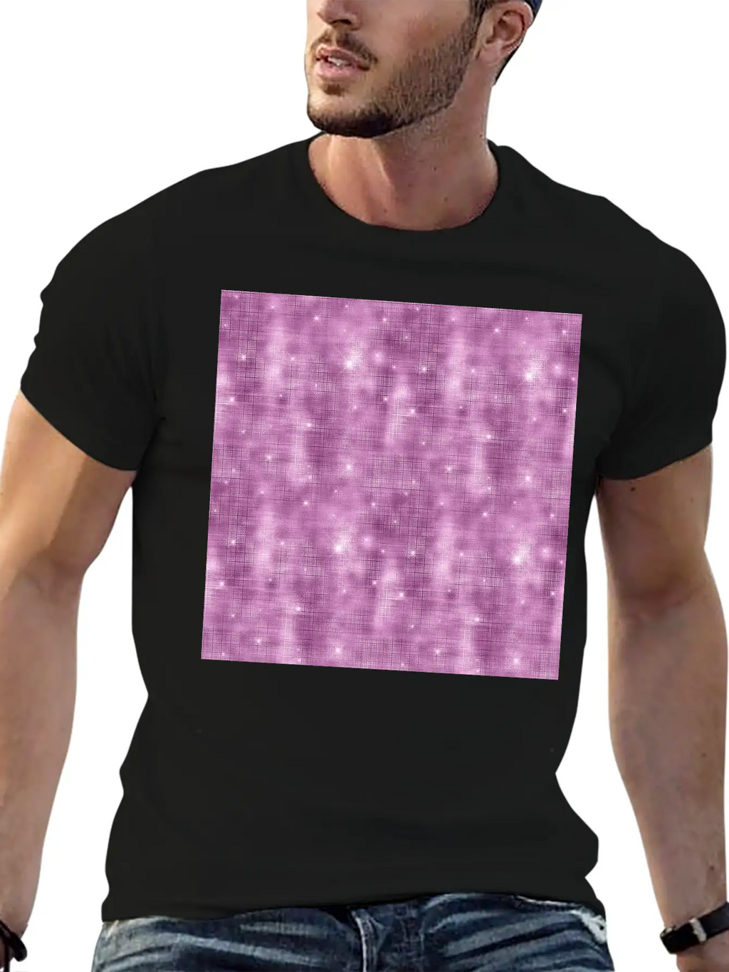 Glam Mauve Diamond Shimmer Glitter Unisex Casual T-Shirt – Clean Design For Daily Comfort