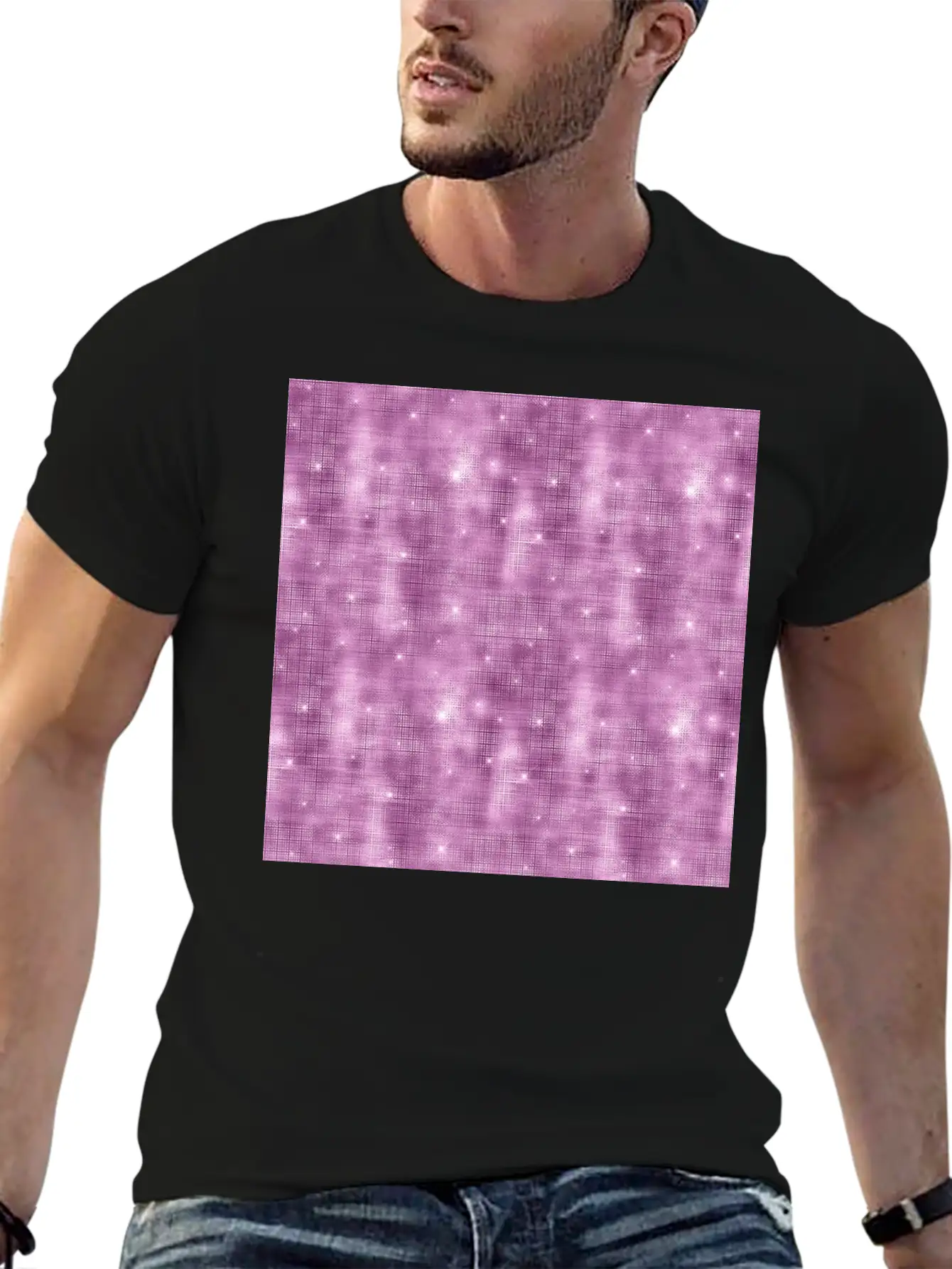Glam Mauve Diamond Shimmer Glitter Unisex Casual T-Shirt – Clean Design For Daily Comfort
