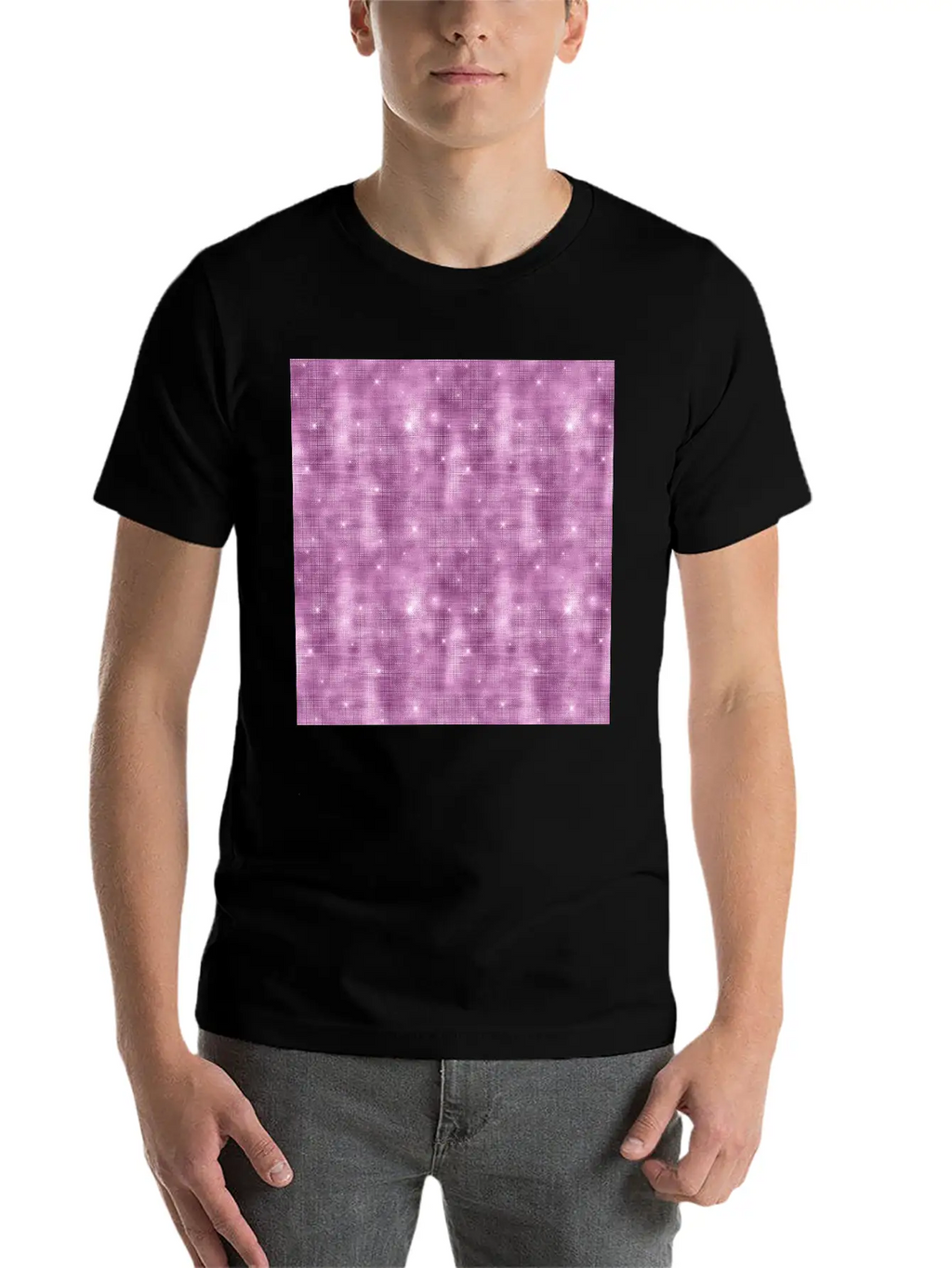 Glam Mauve Diamond Shimmer Glitter Unisex Casual T-Shirt – Clean Design For Daily Comfort
