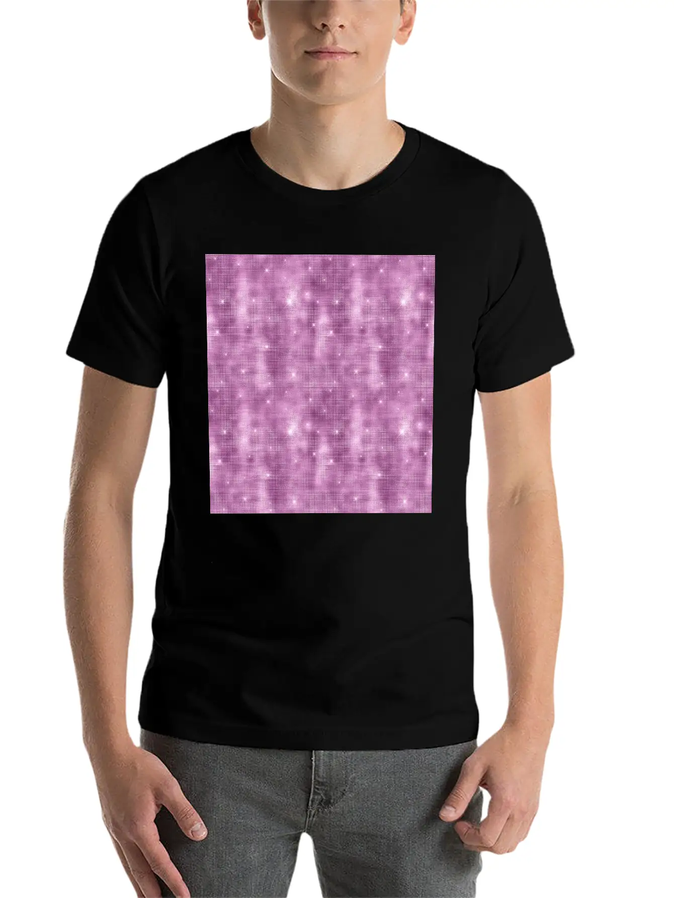 Glam Mauve Diamond Shimmer Glitter Unisex Casual T-Shirt – Clean Design For Daily Comfort
