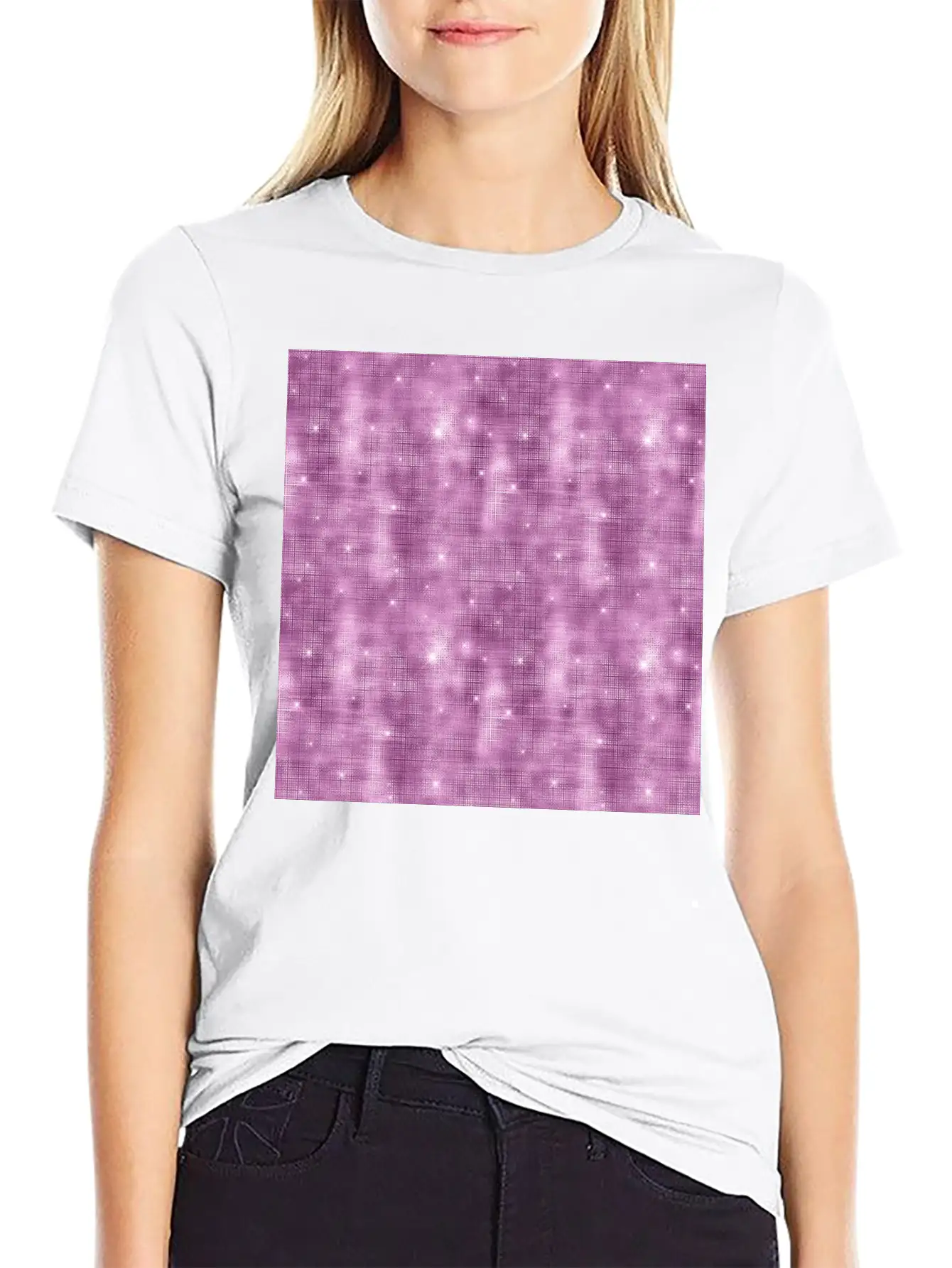Glam Mauve Diamond Shimmer Glitter Unisex Casual T-Shirt – Clean Design For Daily Comfort