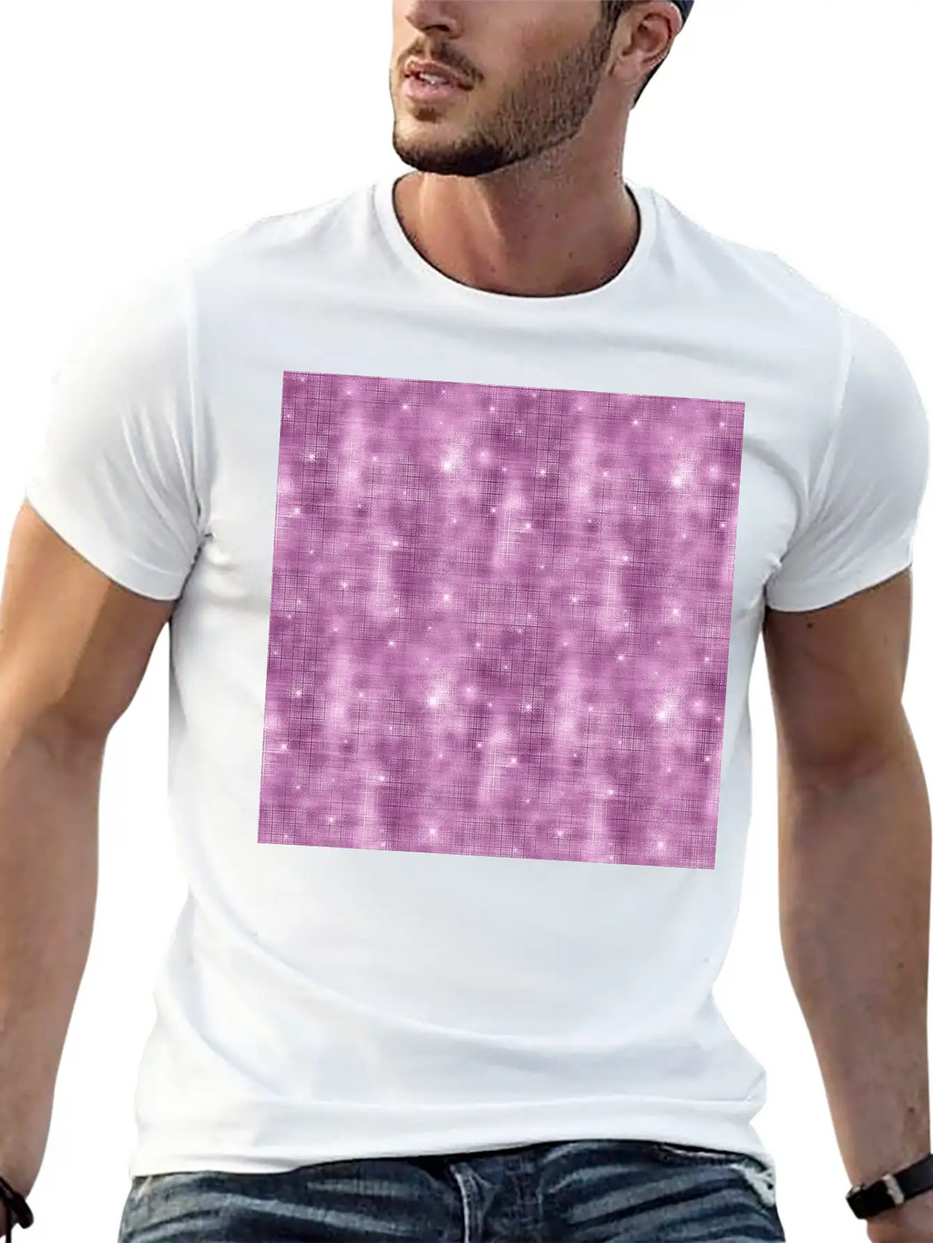 Glam Mauve Diamond Shimmer Glitter Unisex Casual T-Shirt – Clean Design For Daily Comfort